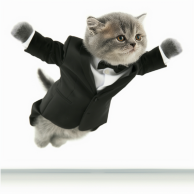 Fluffy British Shorthair Cat in Suit