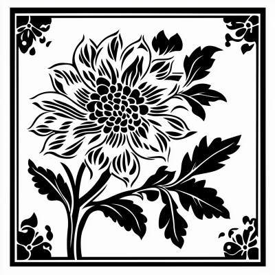 Black and White Flower Stencil Art
