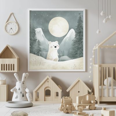 White Cute Bear Poster