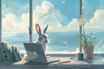 Curious Rabbit at Work