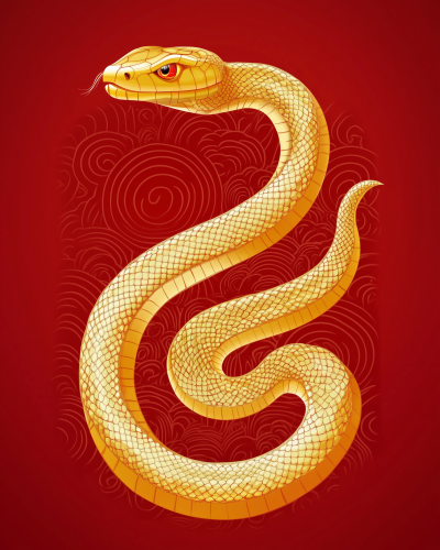 Golden Chinese Snake Illustration