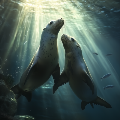 Sea Lions in the Shallows