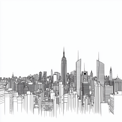 Line Drawing of Manhattan Skyline