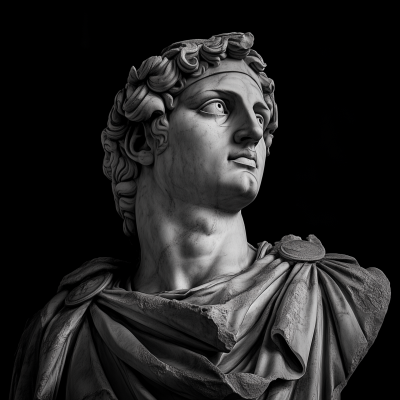 Alexander the Great Statue in Black and White