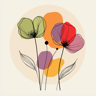 Abstract Line Art Flowers