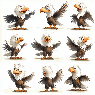 Bald Eagle Character Expressions