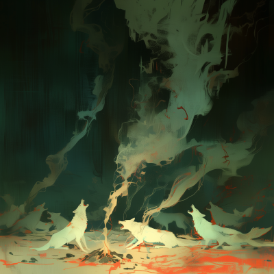 Dramatic Winter Wolf Scene