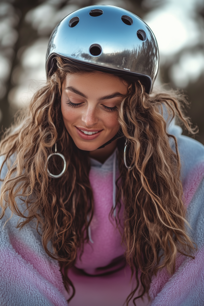 Smiling Woman with Skate Helmet