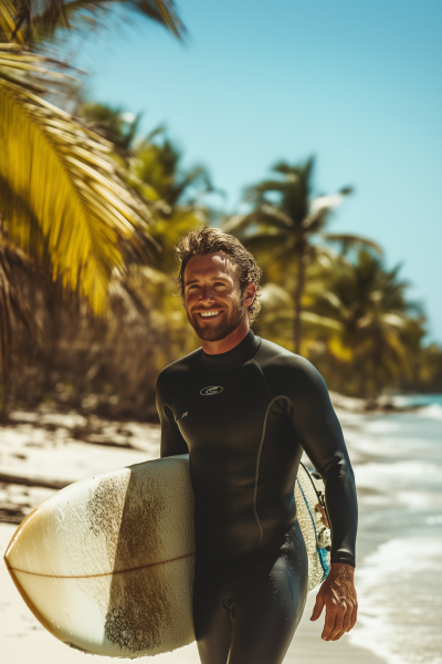 Smiling Dad with Surfboard