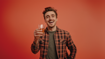 Cheerful Man with Shot Glass