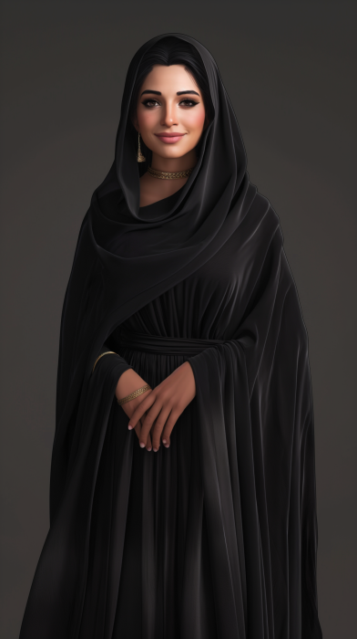 Elegant Saudi Model in Black Abaya