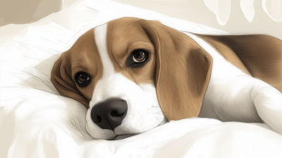 Cute Beagle in Bed