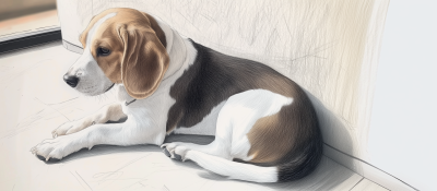 Old Beagle Sitting Peacefully