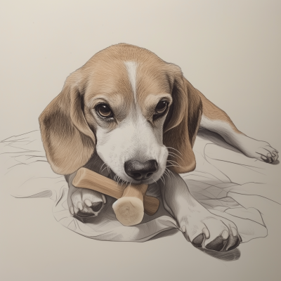 Beagle Enjoying a Chew