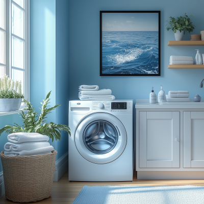 Blue Themed Laundry Room