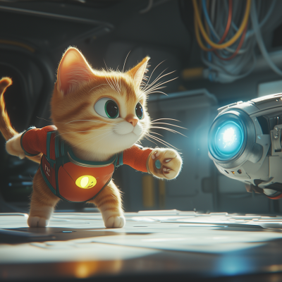 Cat Superhero vs Alien