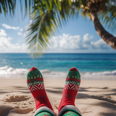 Christmas Elf on the Beach