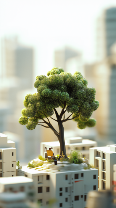 Surreal Urban Tree Planting