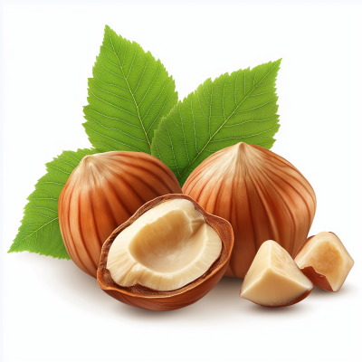 Realistic Hazelnuts with Leaves