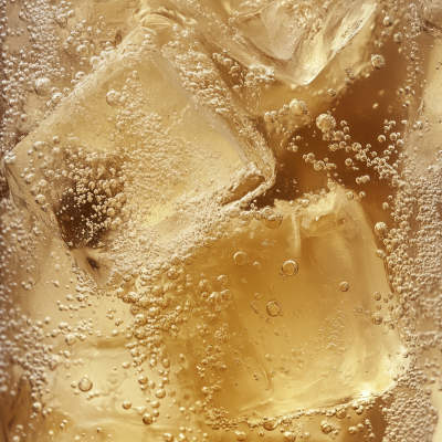 Fizzy Beverage with Ice Cubes