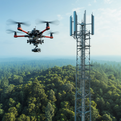 Drone Inspecting Cell Tower