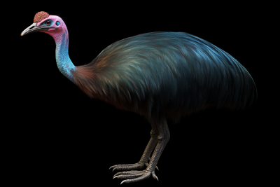 Cassowary on Black Background