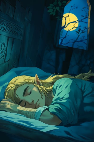Link Asleep in Blue Room