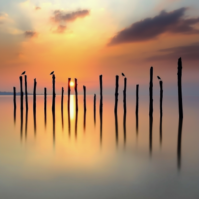 Serene Lakeside Sunset