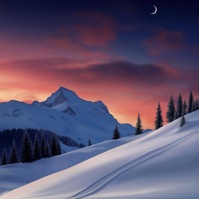 Moonlit Tinzenhorn Mountain