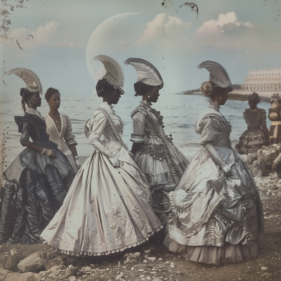 Elegant Women in 1860s Ballgowns