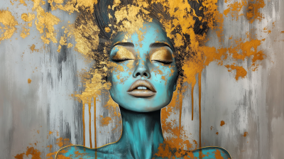 Turquoise and Gold Portrait