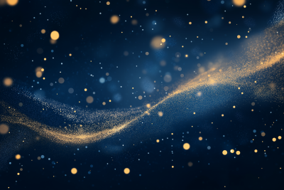 Golden DNA Spiral Night Sky
