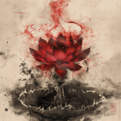 Red Lotus Ink Wash