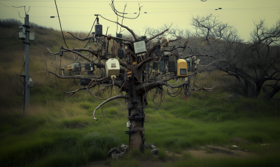 Old Tree Made of Telephone Poles