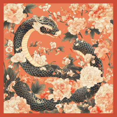 Chinese Style Snake Year Print