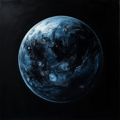 Dark Blue Planet in Space