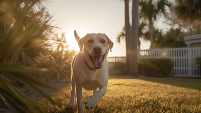 Happy Labrador Retrieving Ball