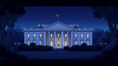 Cartoon White House at Night