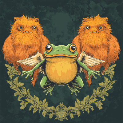 Whimsical Frog and Yeti Logo