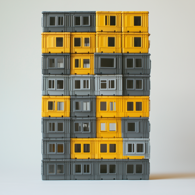 Dutch Flatbuilding Made of Plastic Crates