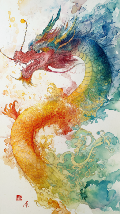 Rainbow Dragon of Ancient China