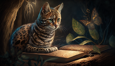 Bengal Cat in Enchanted Forest
