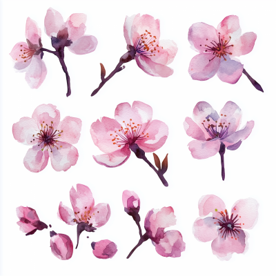 Watercolor Cherry Blossoms