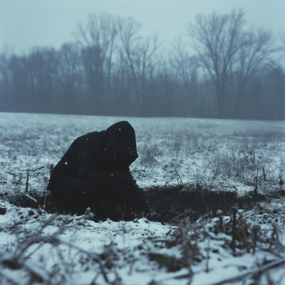 Creepy Man in Blizzard