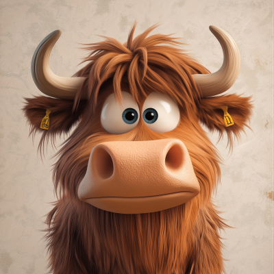 Cartoon Highland Cow