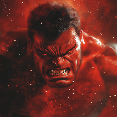Close-up of Red Hulk