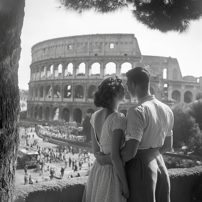 Italian Couple in Front of Colosseum