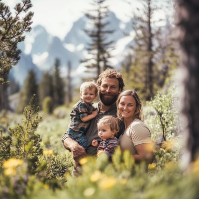 Family Hiking in National Park