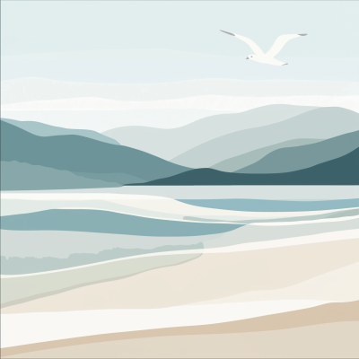 Mountain and Bay Vector Art