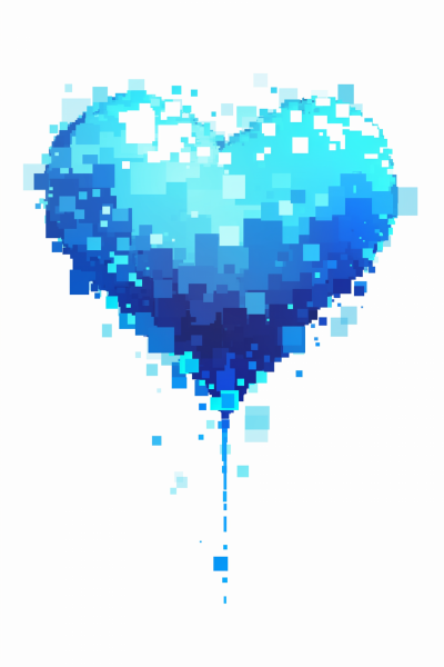 Blue Pixelated Heart Emoji